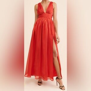 ✨ If By Sea Metallic Maxi Gown – Red (Size XS) – Originally $135 ✨
